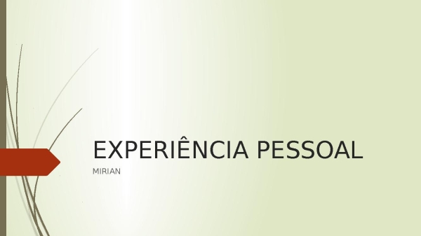 EXPERIÊNCIA PESSOAL